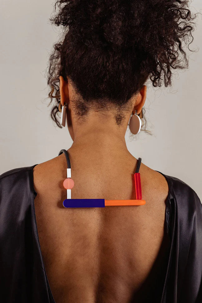 Fiction Necklace: Black/Red/Magenta