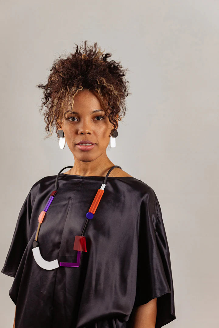 Fiction Necklace: Black/Red/Magenta