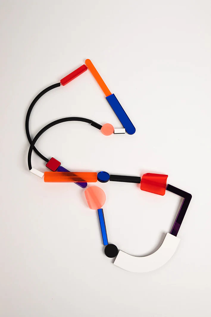 Fiction Necklace: Black/Red/Magenta