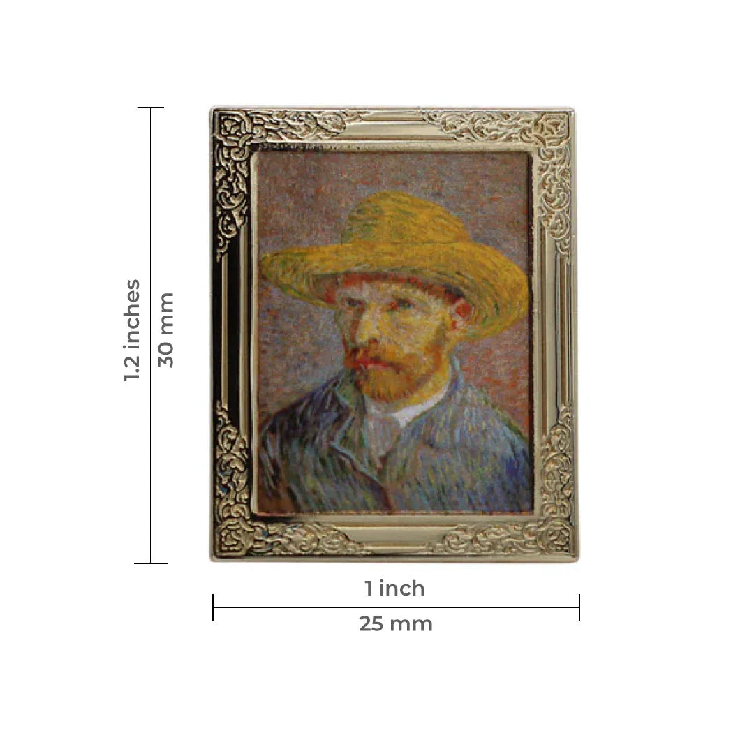 Art Frame Pin - Self-Portrait with Straw Hat by Vincent Van Gogh