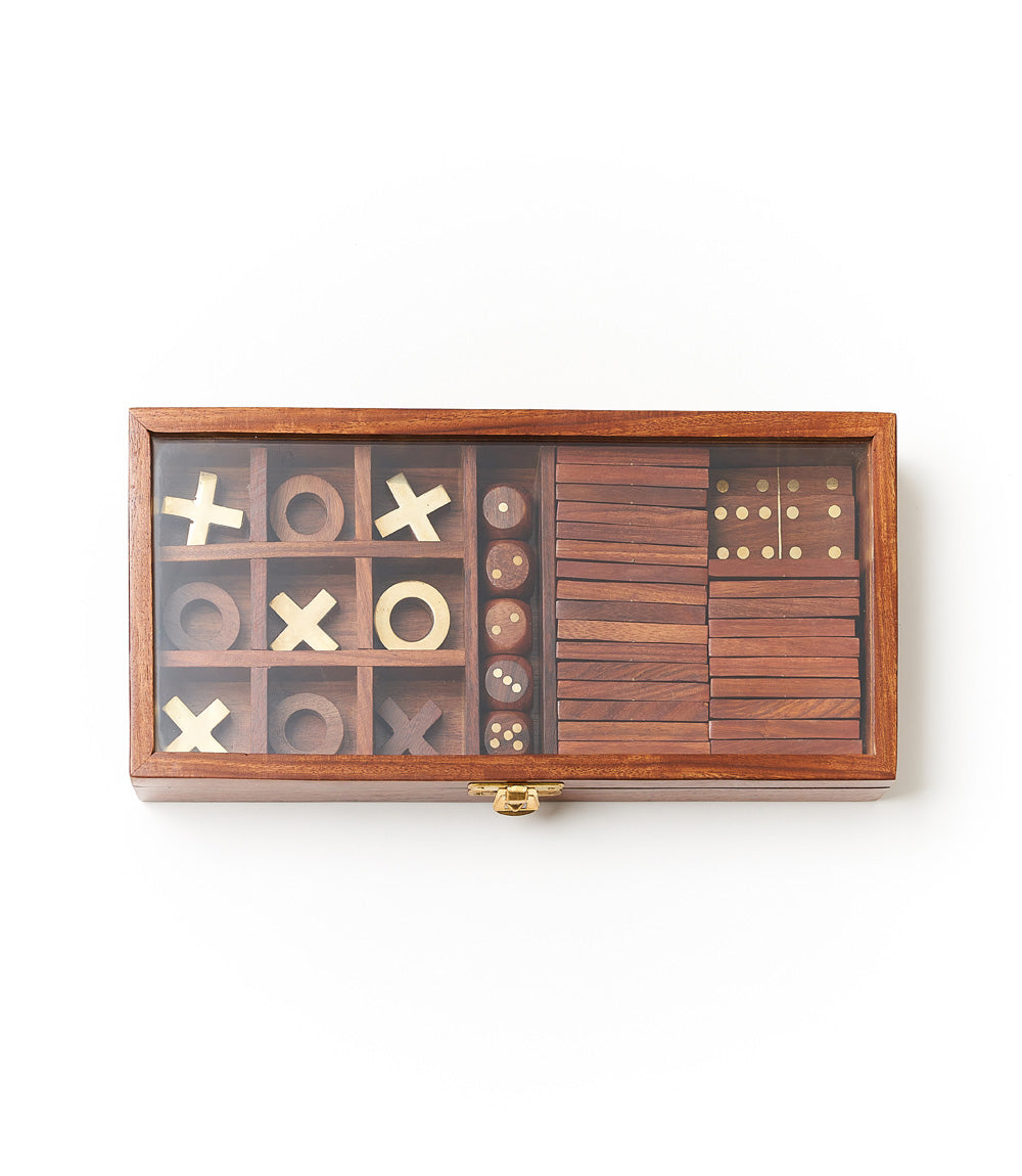 Sheesham Indian Rosewood 3-in-1 Game Set