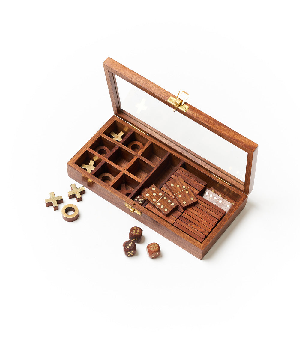 Sheesham Indian Rosewood 3-in-1 Game Set