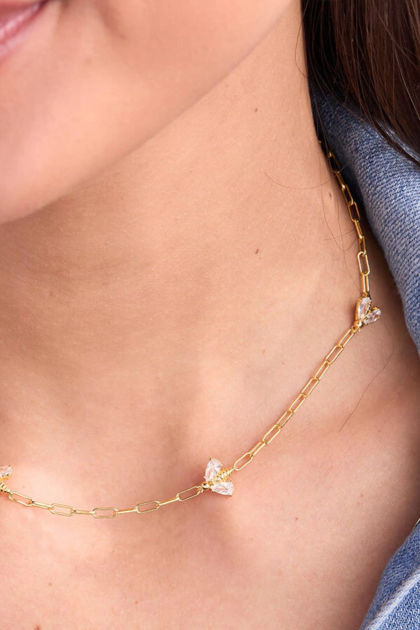 Gold Bumblebee Paperclip Necklace
