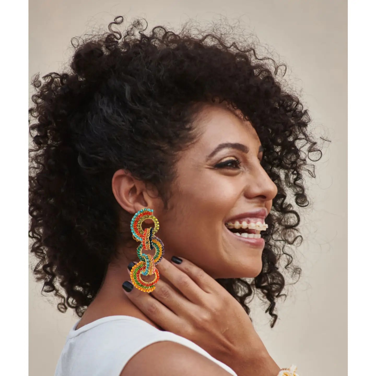 Multicolor Elena Handmade Crochet Long Earrings