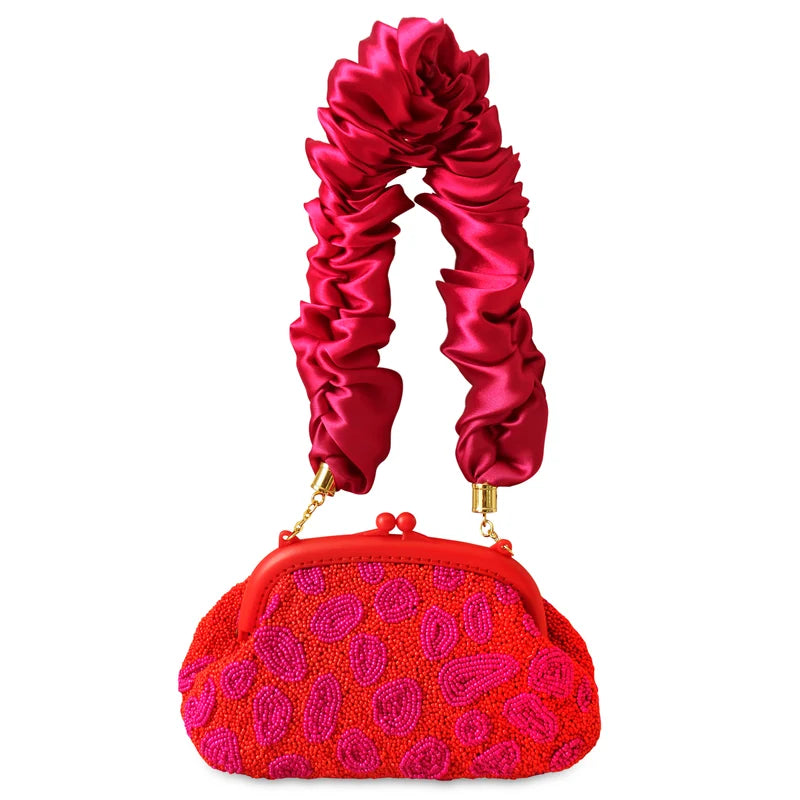 Arnoldi Hand-beaded Clutch: Jean (Pink/Red)