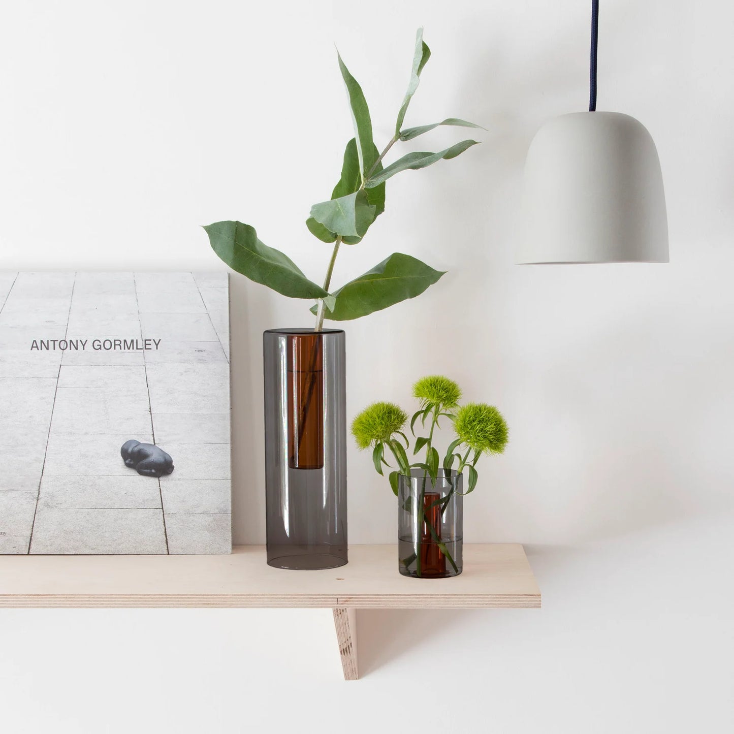 Large Reversible Glass Vase - Smoke/Amber