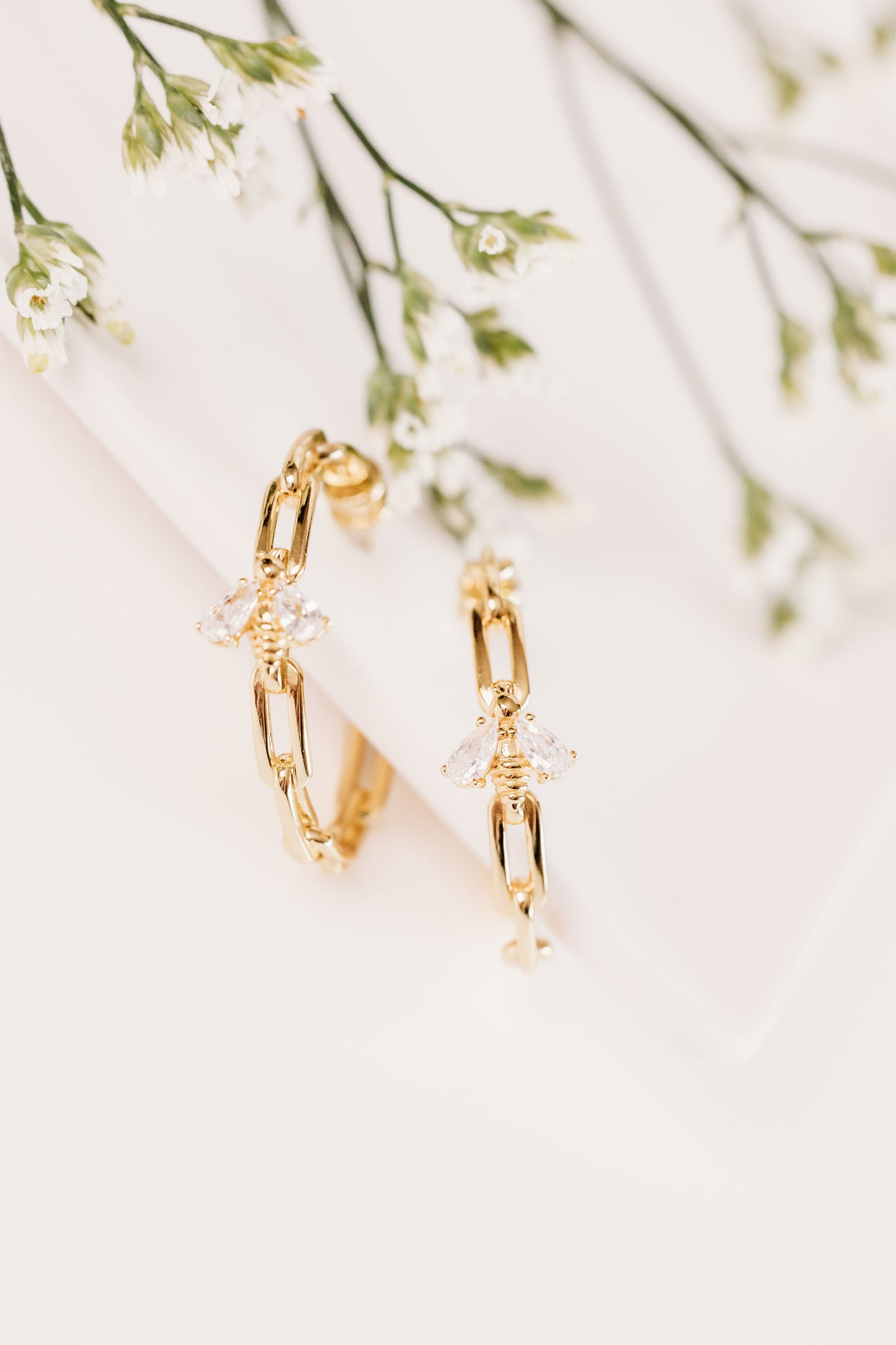 Bumblebee Paperclip Gold Hoops