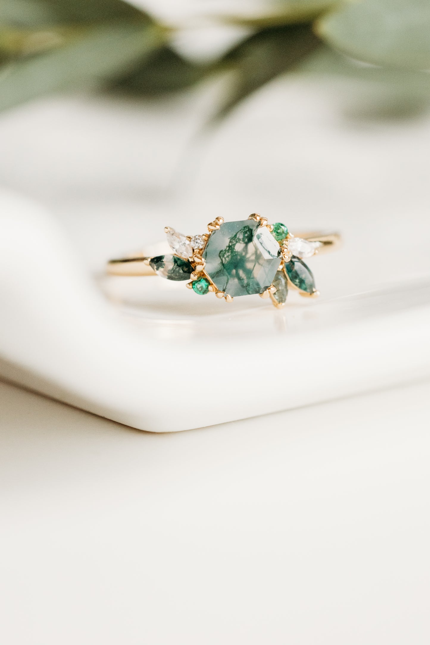 Green Moss Succulent Adjustable Ring