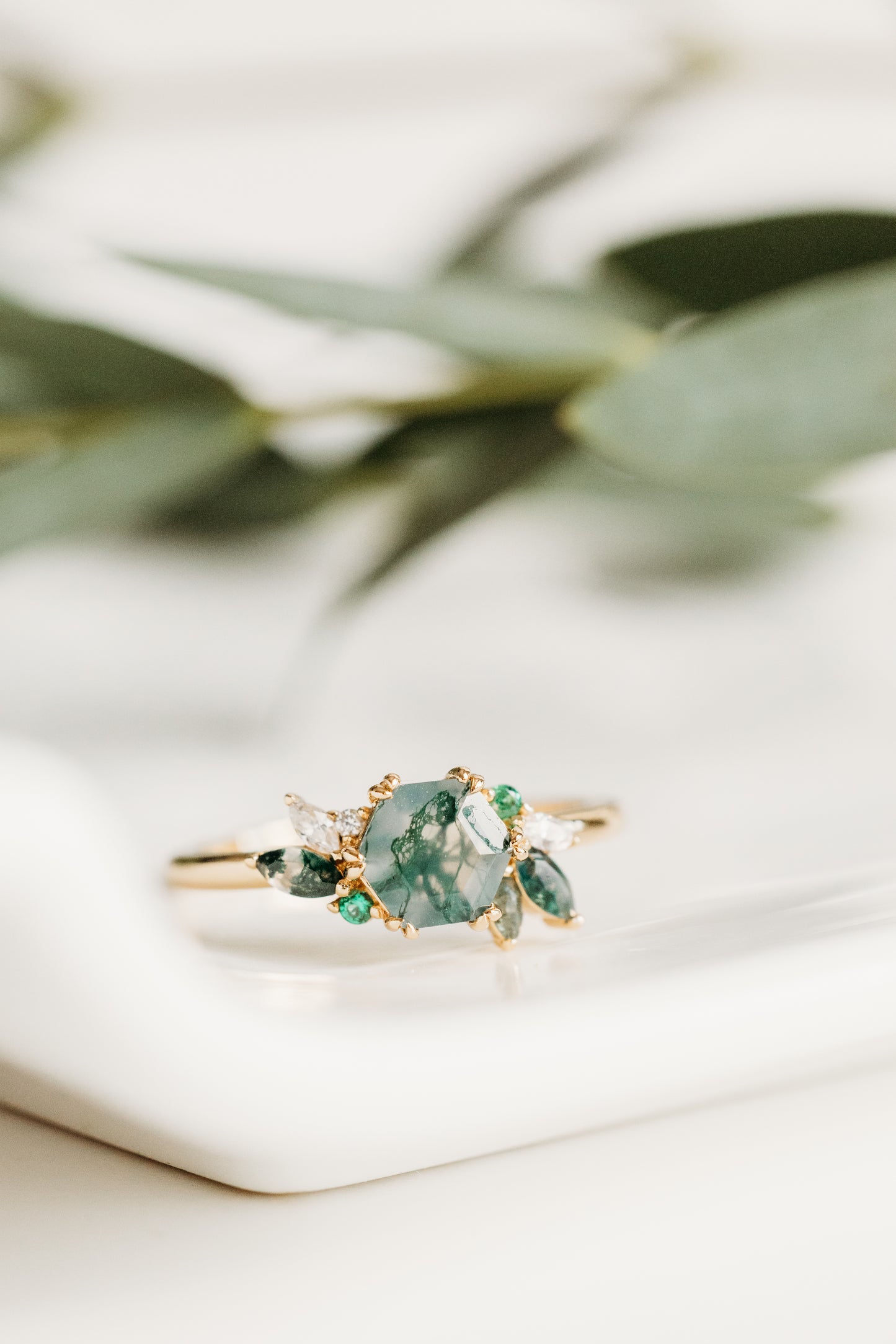 Green Moss Succulent Adjustable Ring