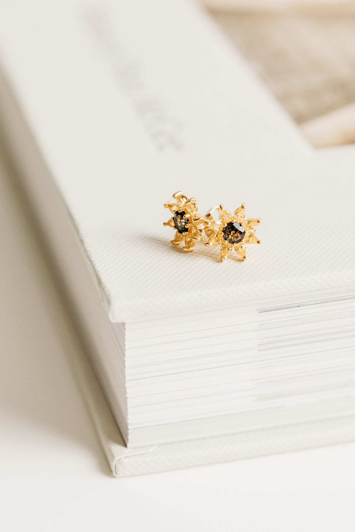 Gold Sunflower Stud Earrings