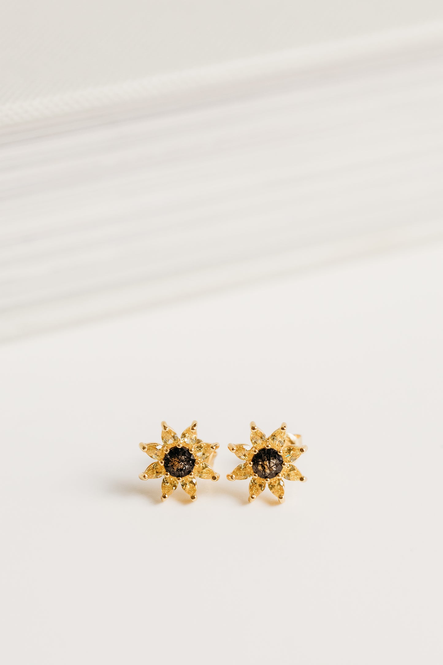 Gold Sunflower Stud Earrings