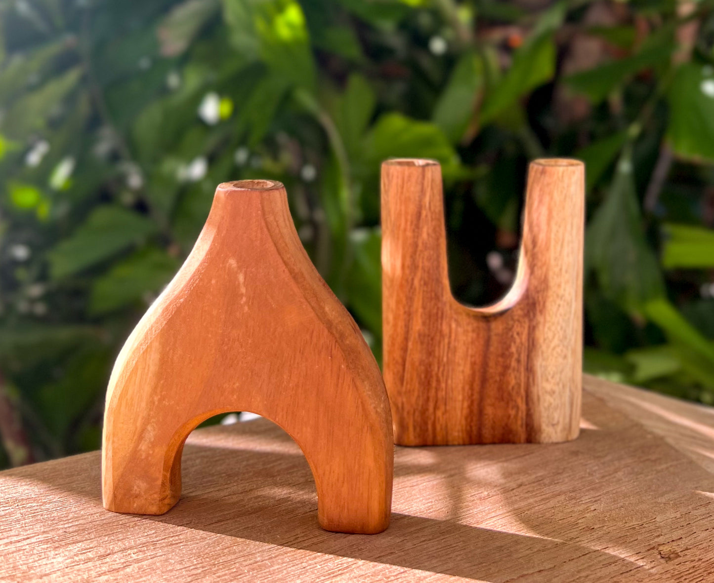 Hand Carved Wooden Vases