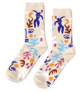 Yellow Owl Socks: Matisse Inspired