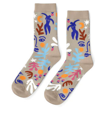 Yellow Owl Socks: Matisse Inspired