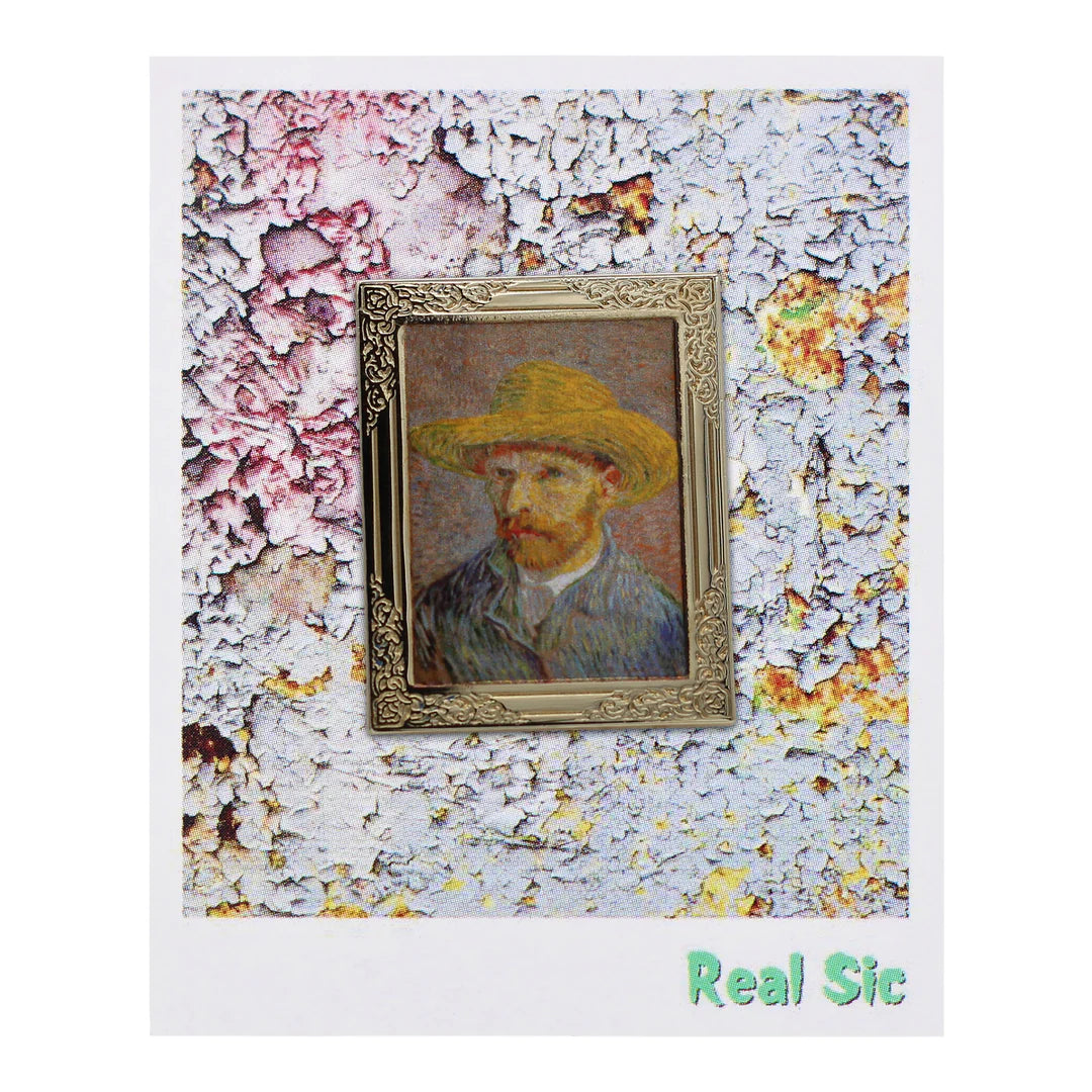 Art Frame Pin - Self-Portrait with Straw Hat by Vincent Van Gogh