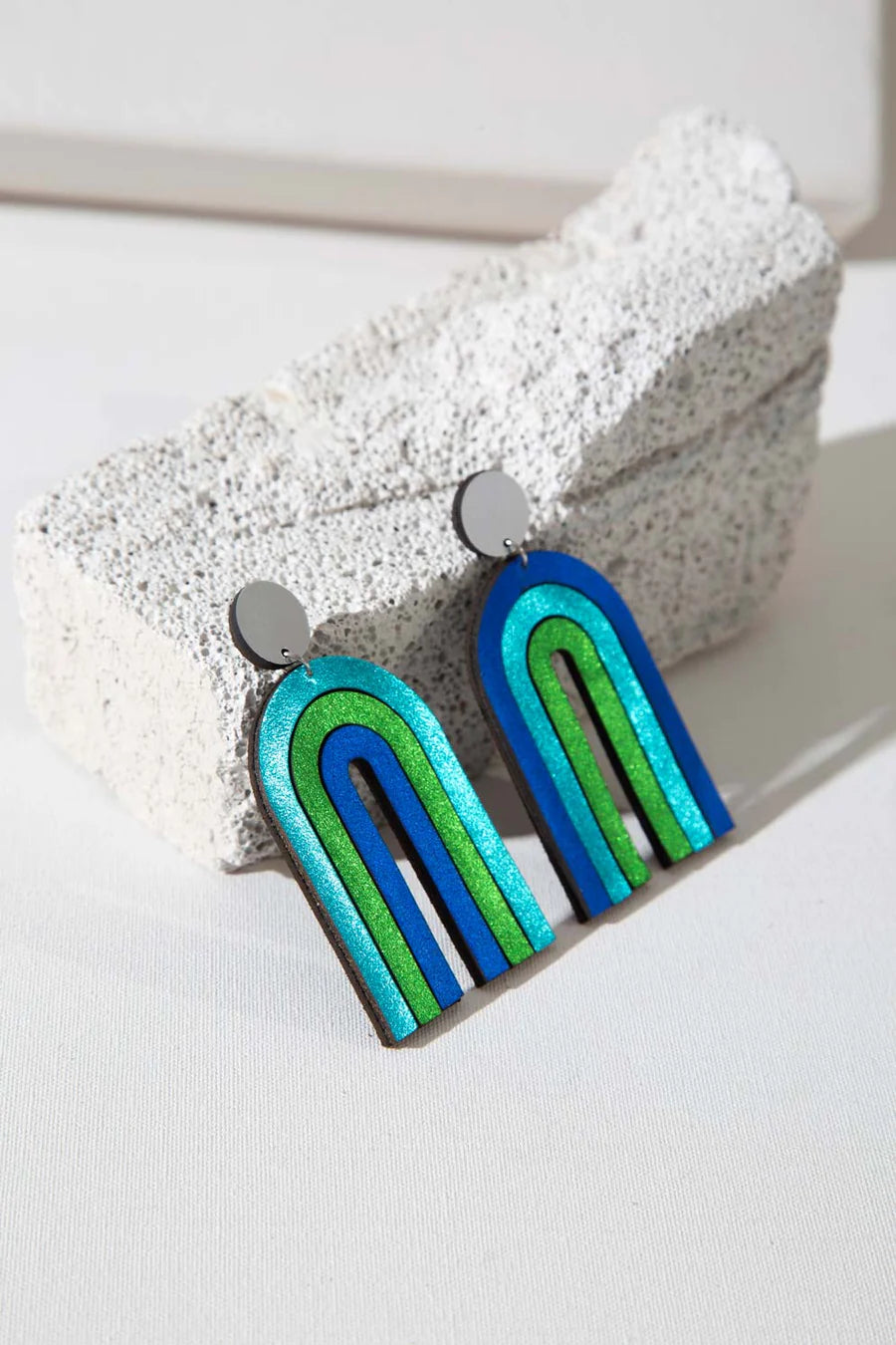 Cool Color Rainbow Arch Earrings