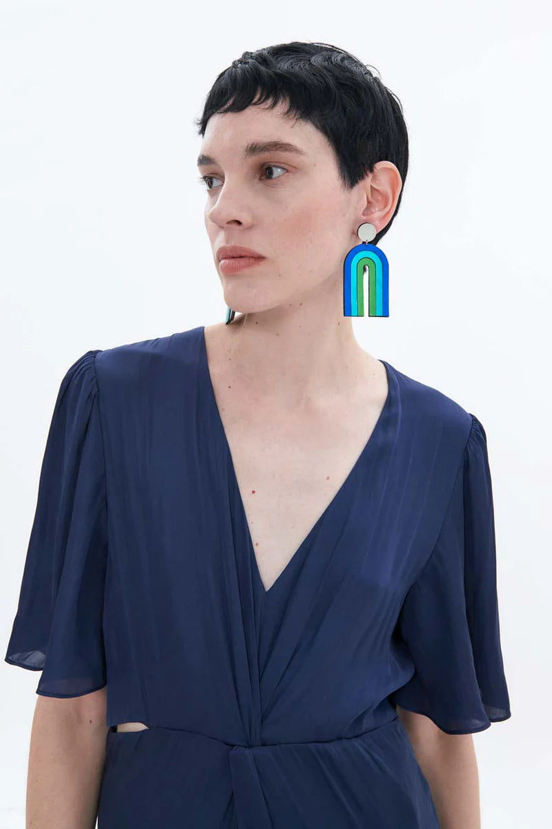 Rainbow Arch Earrings - Cool Colors