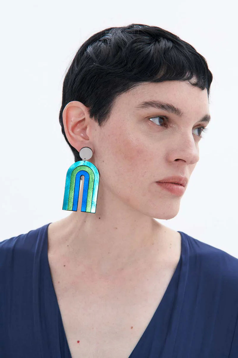 Cool Color Rainbow Arch Earrings