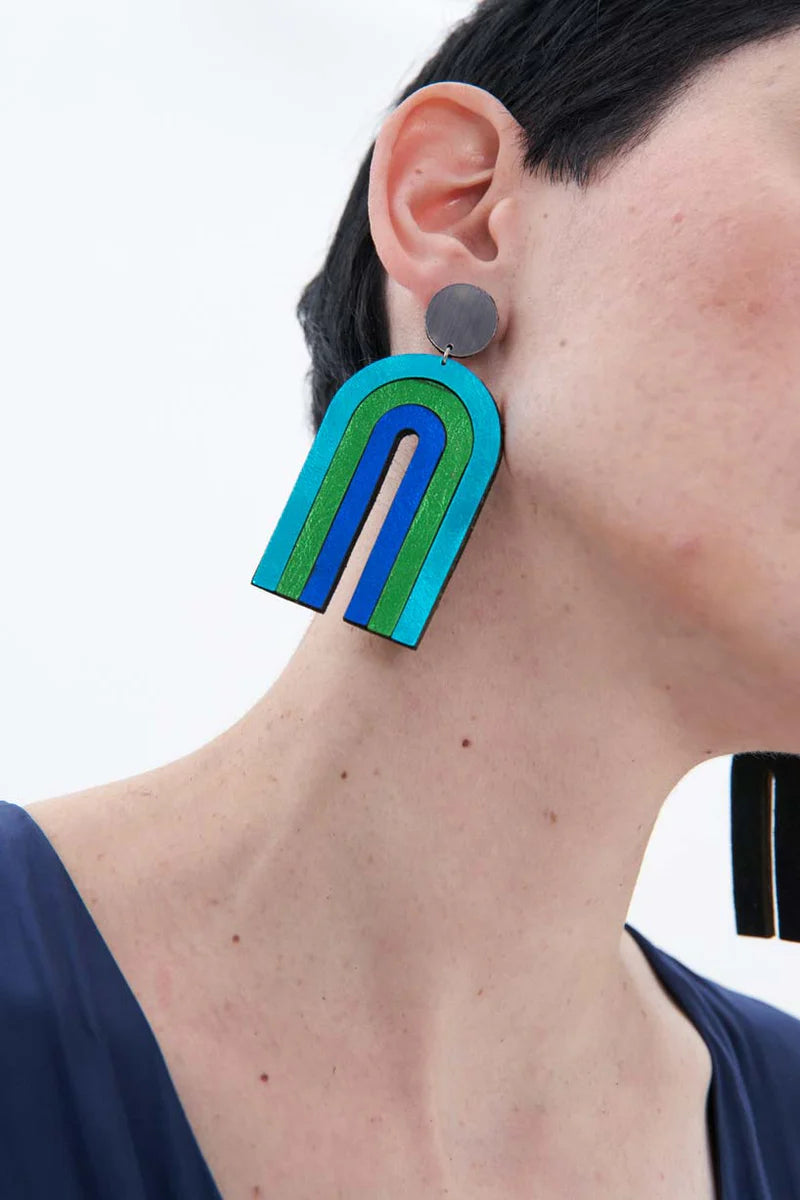 Rainbow Arch Earrings - Cool Colors