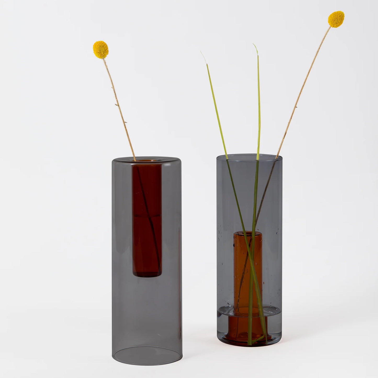 Large Reversible Glass Vase - Smoke/Amber