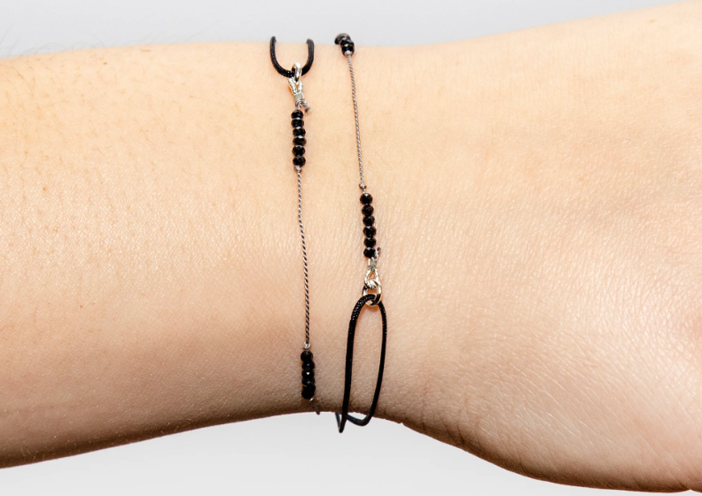 Starlette Choker: Black Spinel with Grey, Sterling Silver by Dafné