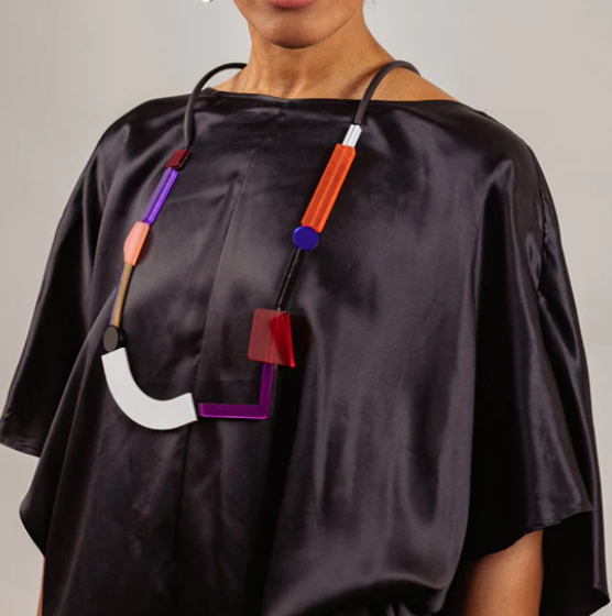 Fiction Necklace: Black/Red/Magenta