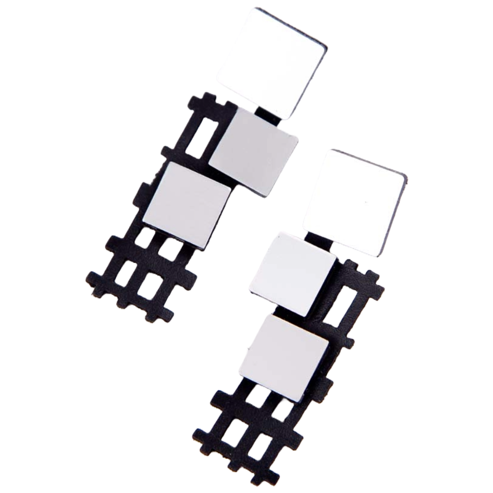 Bauhaus Black/Silver Squares Earrings