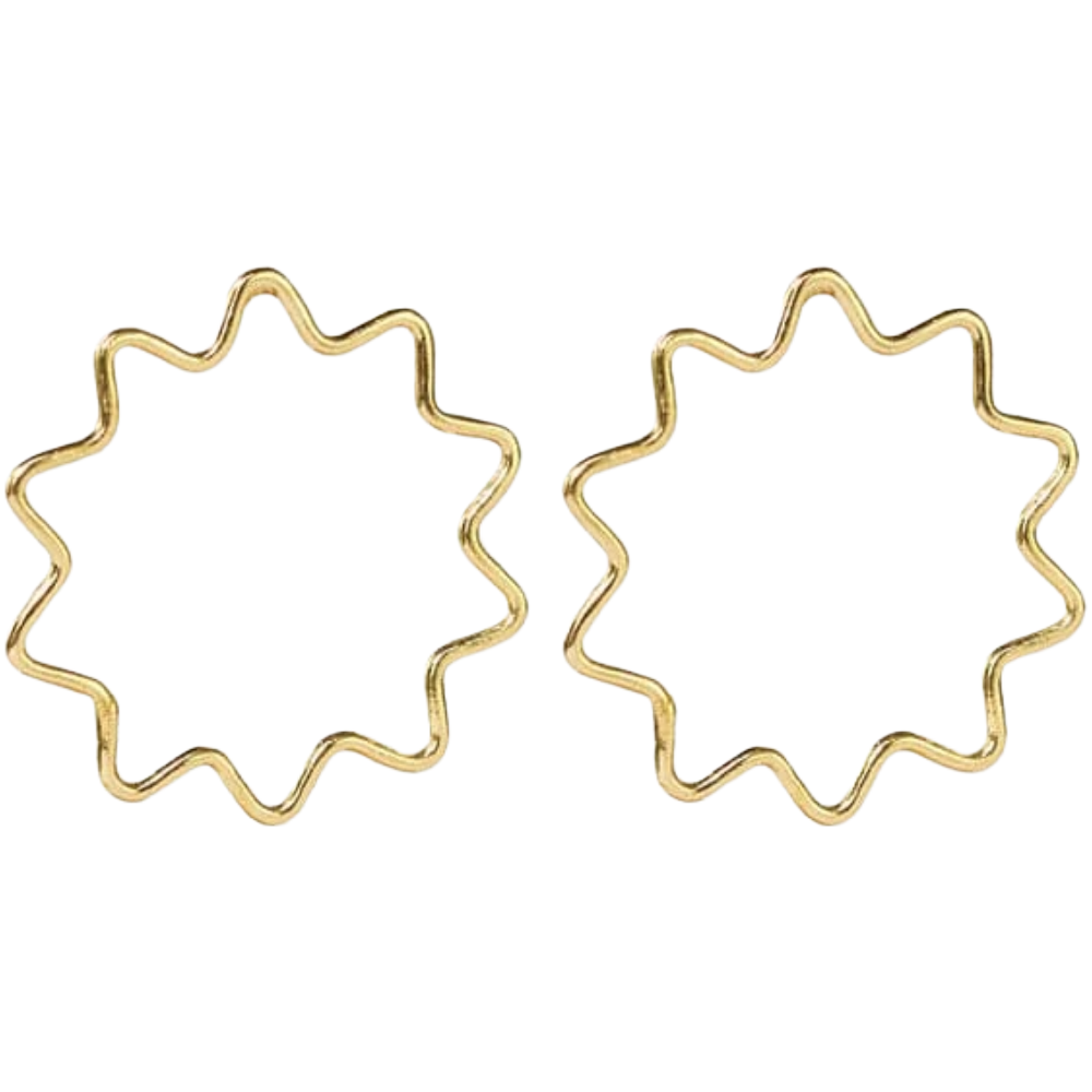 Gretchen Zigzag Circle Brass Earrings