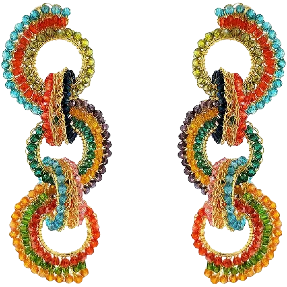 Multicolor Elena Handmade Crochet Long Earrings