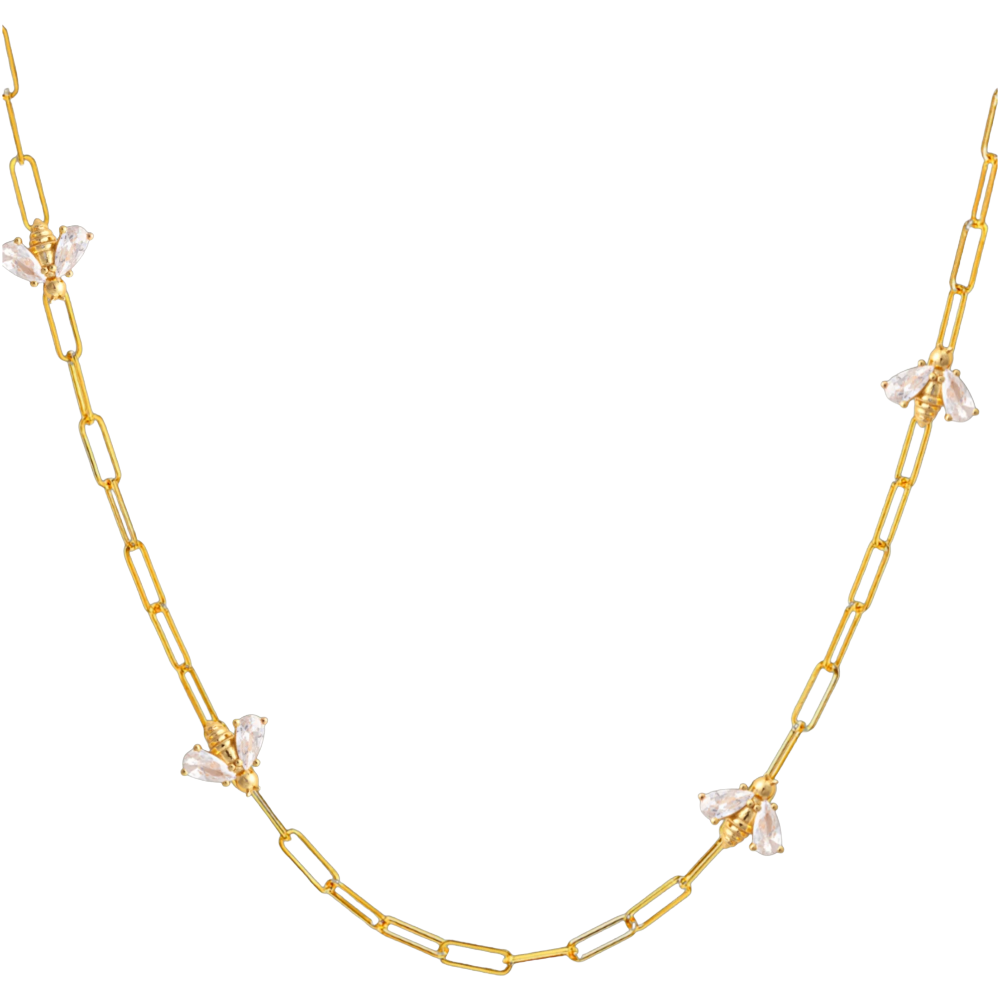 Gold Bumblebee Paperclip Necklace