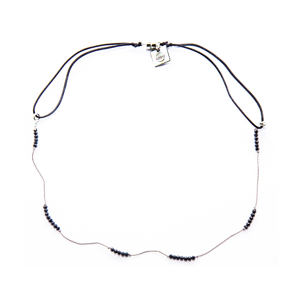 Starlette Choker: Black Spinel with Grey, Sterling Silver by Dafné