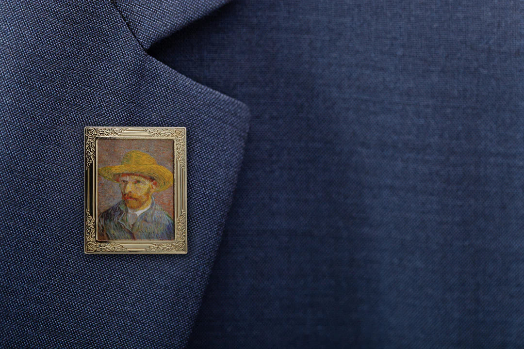 Art Frame Pin - Self-Portrait with Straw Hat by Vincent Van Gogh