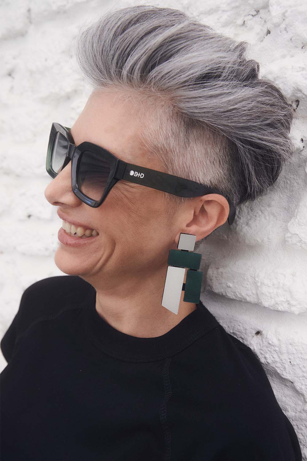 Piet Earrings - Silver + Green