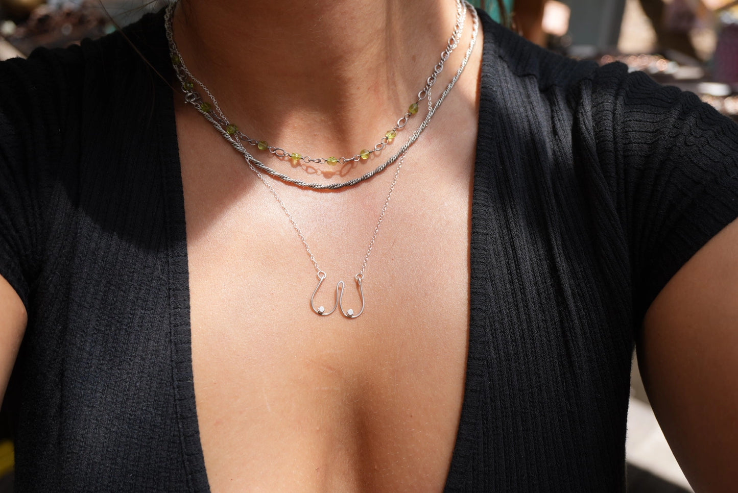 Sterling Boobie Necklace