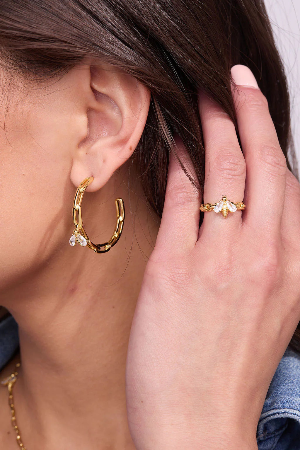 Bumblebee Paperclip Gold Hoops