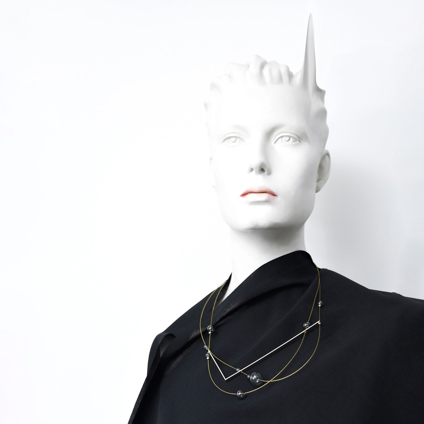 Gold Tikkatock Necklace - Grey Glass