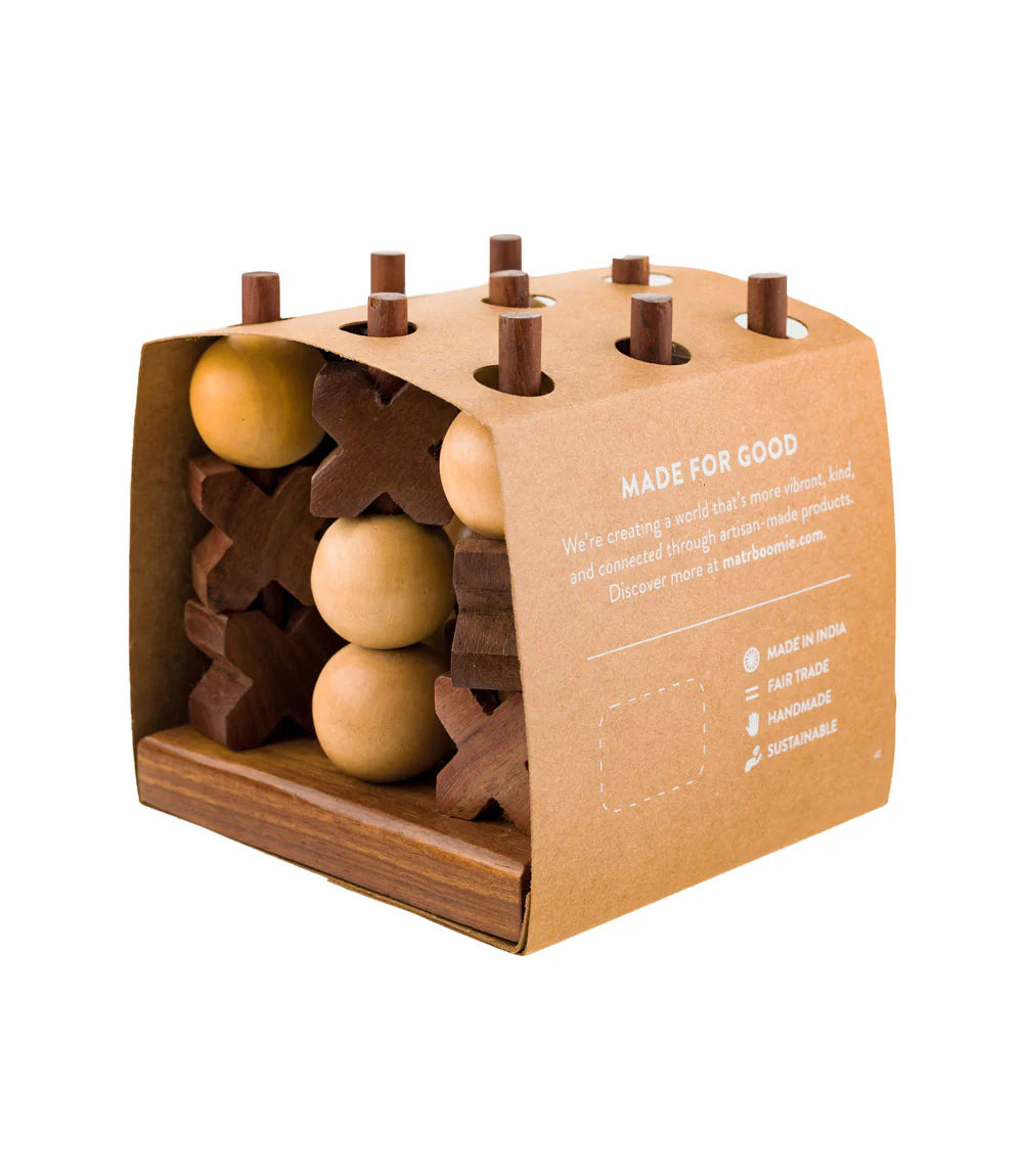3D Tic Tac Toe Handcrafted Wood Game