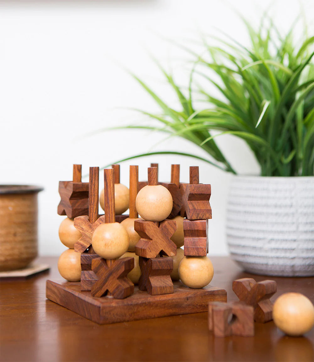 3D Tic Tac Toe Handcrafted Wood Game