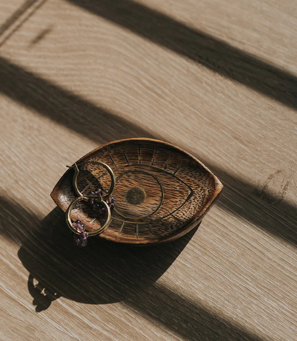 Drishti Trinket Mini Wooden Tray - Evil Eye