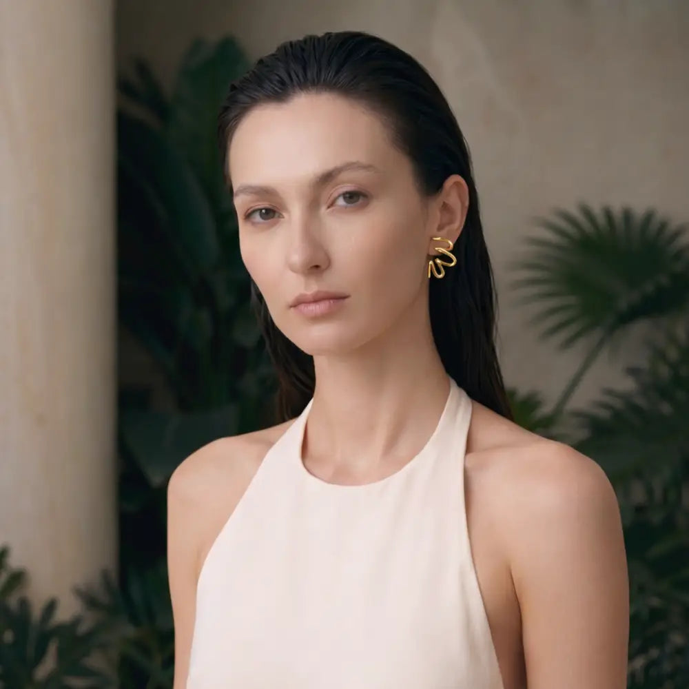 14K Gold Filled Sculptural Ribbon Earrings