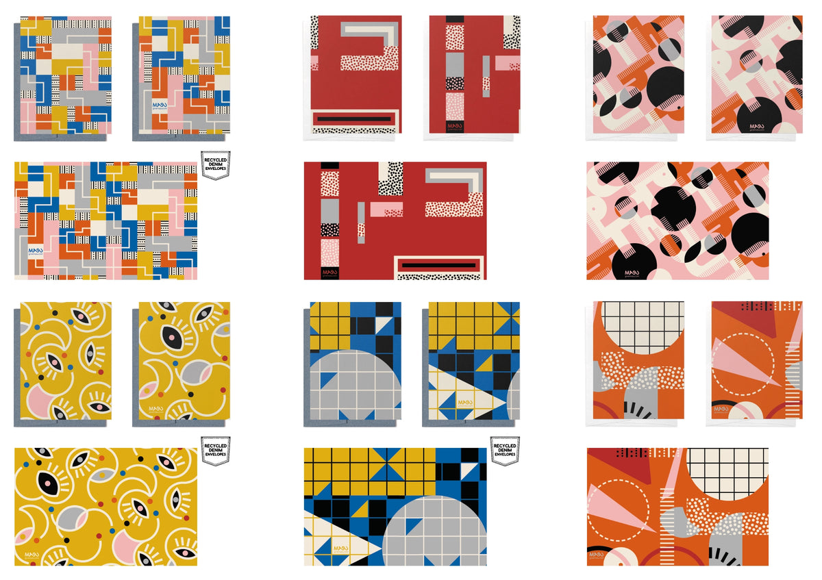 Bauhaus Inspired Recycled Everyday Note Card #2 - Set of 6