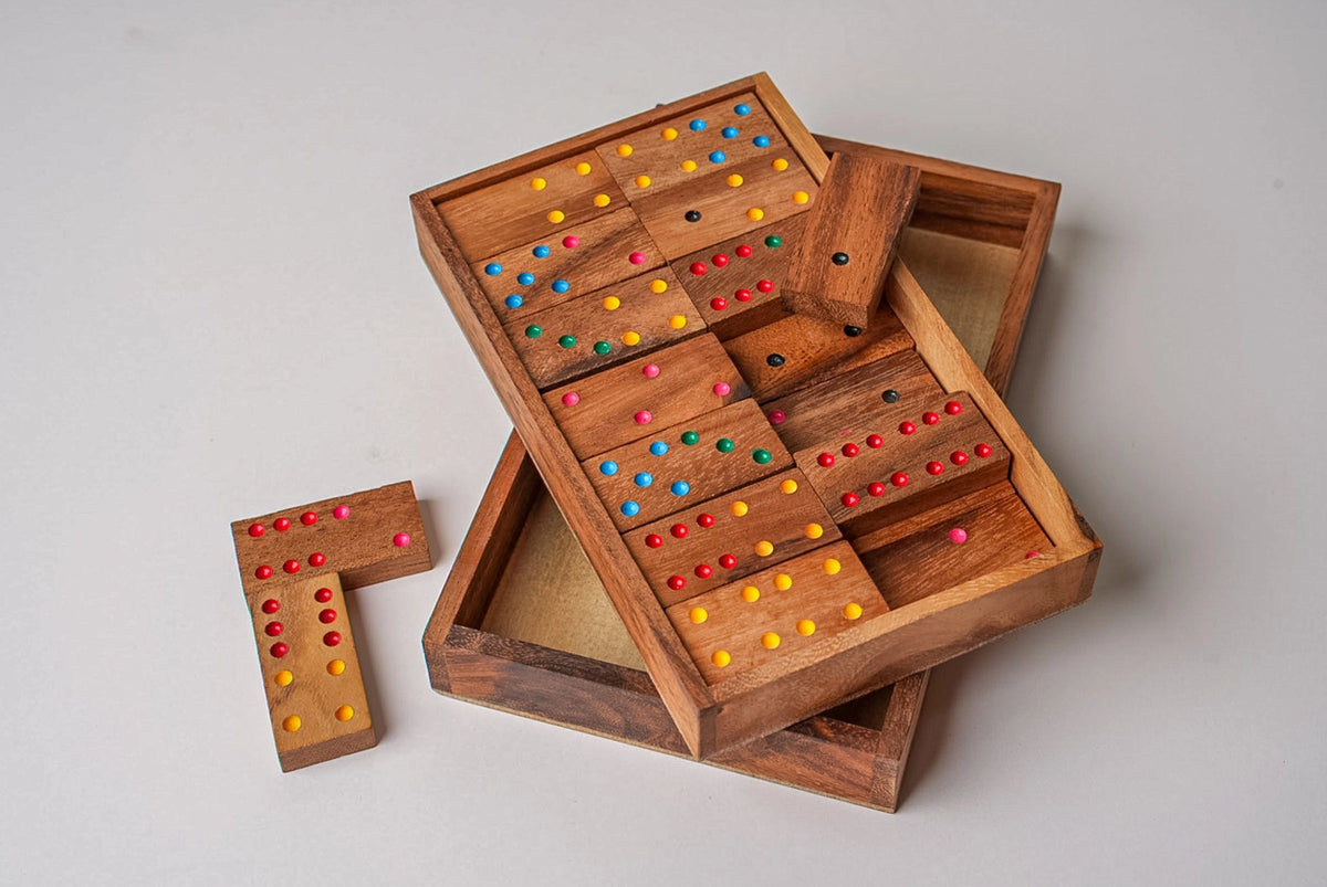 Classic Mango Wood Domino Set