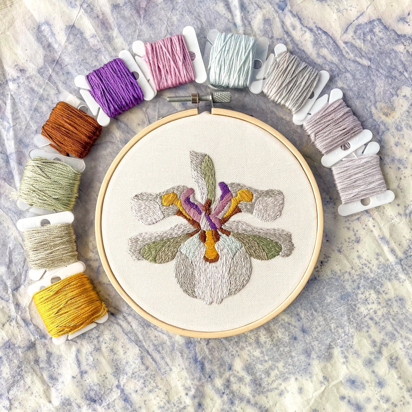 DIY Embroidery Kit - Dwarf Iris (5")