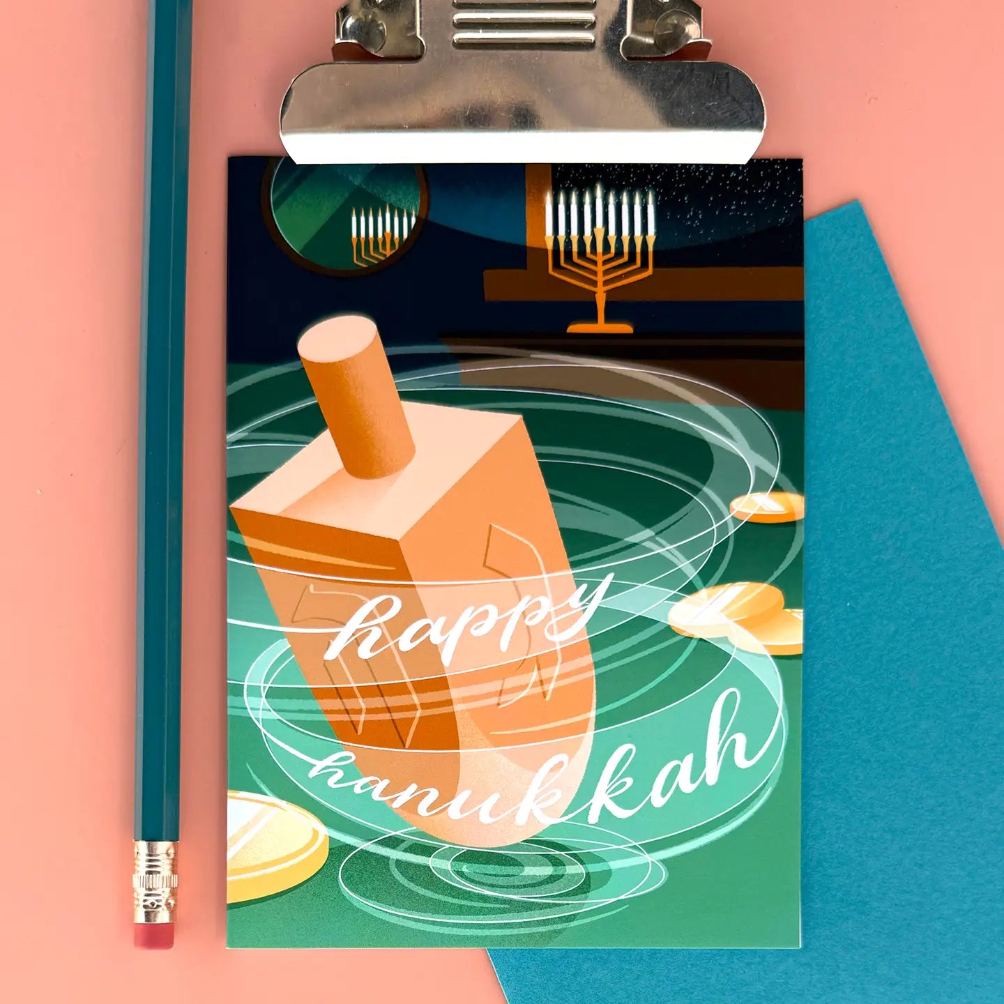 Happy Hanukkah Dreidel - Holiday Card