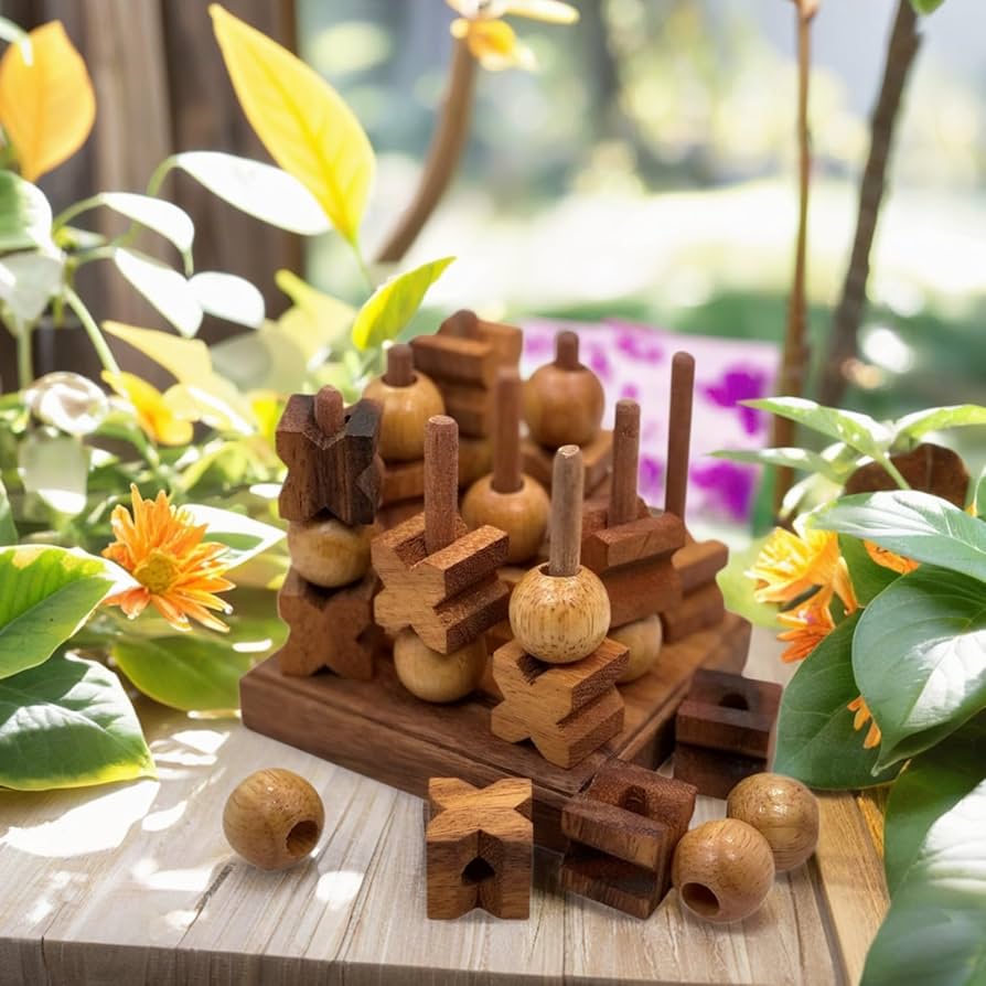 3D Tic Tac Toe Handcrafted Wood Game