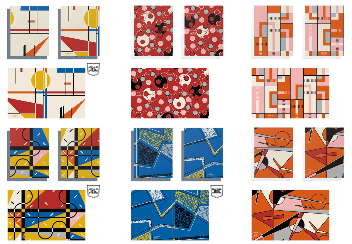 Bauhaus Inspired Recycled Everyday Note Card #1 - Set of 6