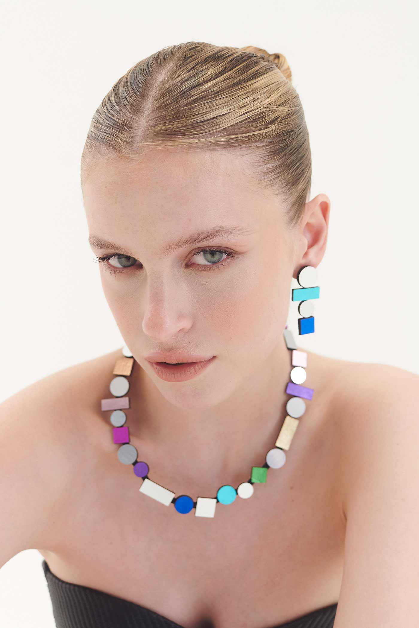Bauhaus Earrings - Silver + Cool Colors