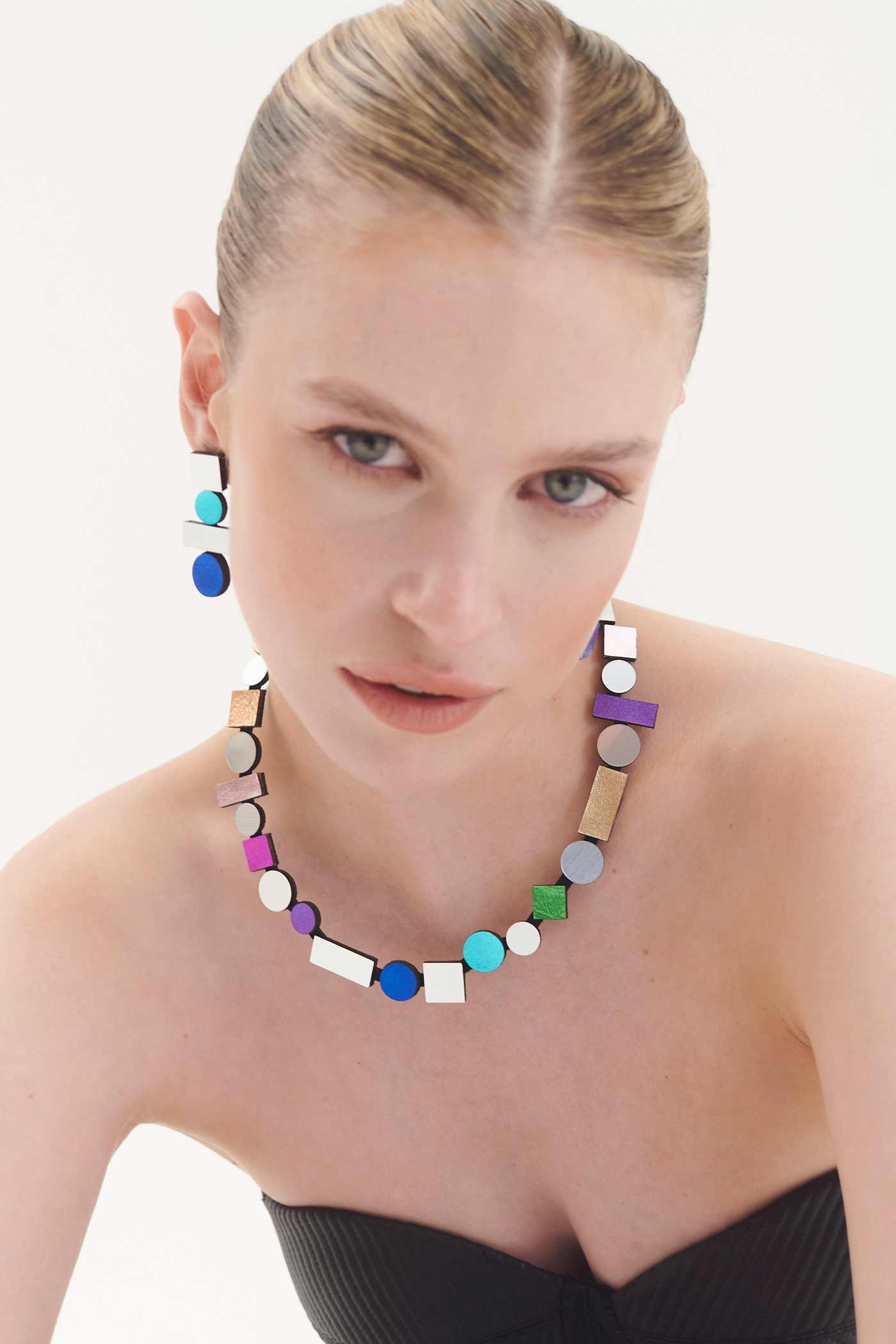 Bauhaus Earrings - Silver + Cool Colors