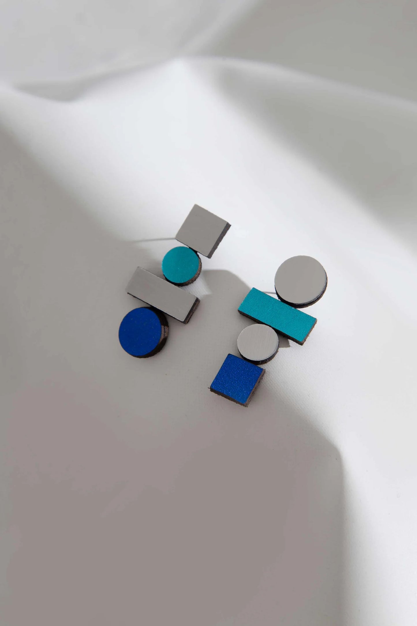 Bauhaus Earrings - Silver + Cool Colors