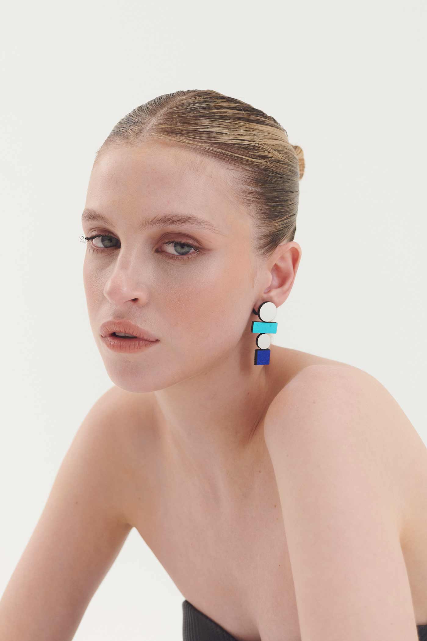 Bauhaus Earrings - Silver + Cool Colors